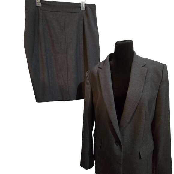 Wool blend Worthington Womens Dark Gray Blazer & Skirt Set Size 14 - Picture 4 of 6